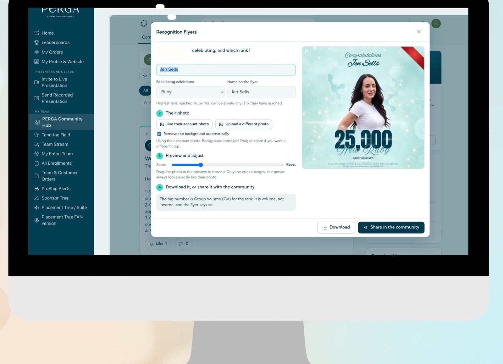 Recognition flyer builder in the back office