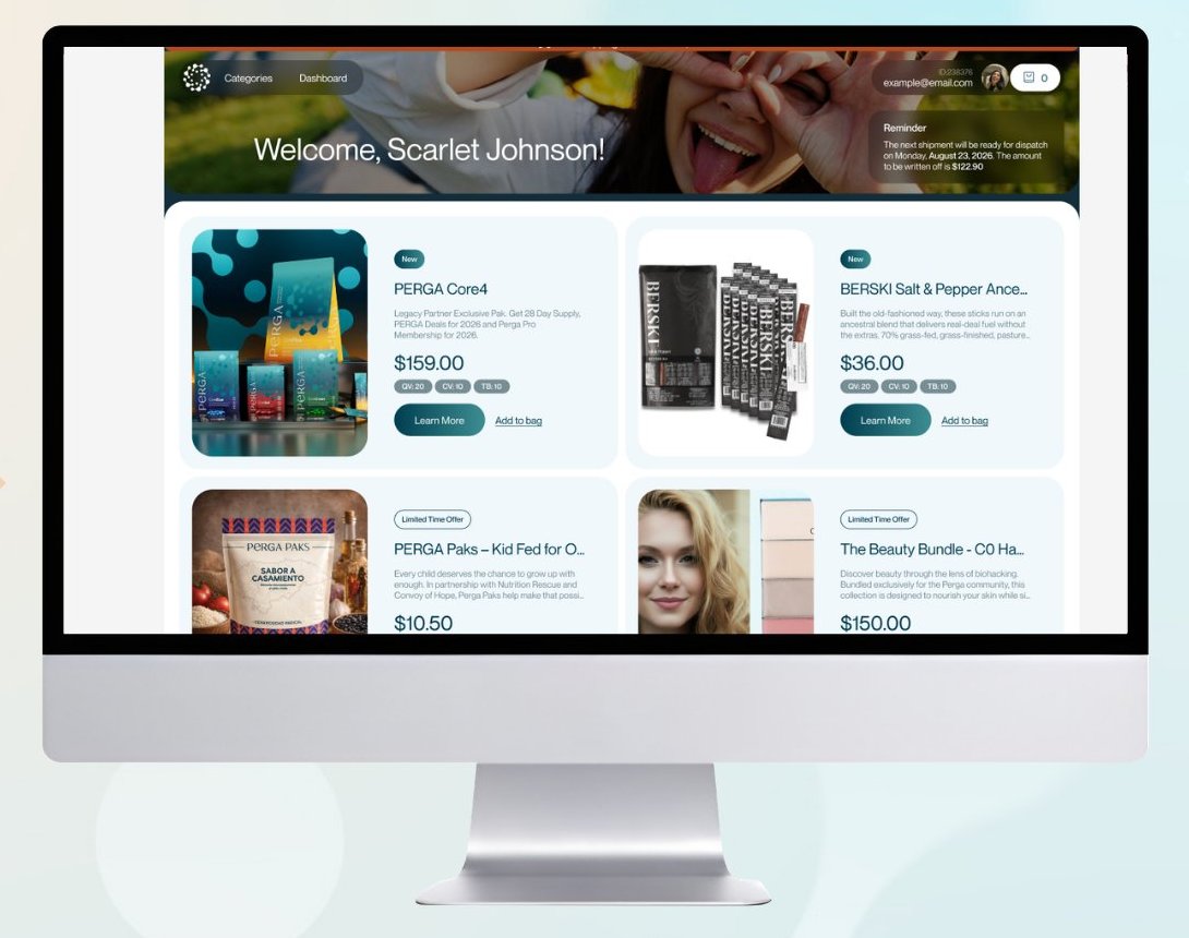 The Perga Partner Store on a monitor